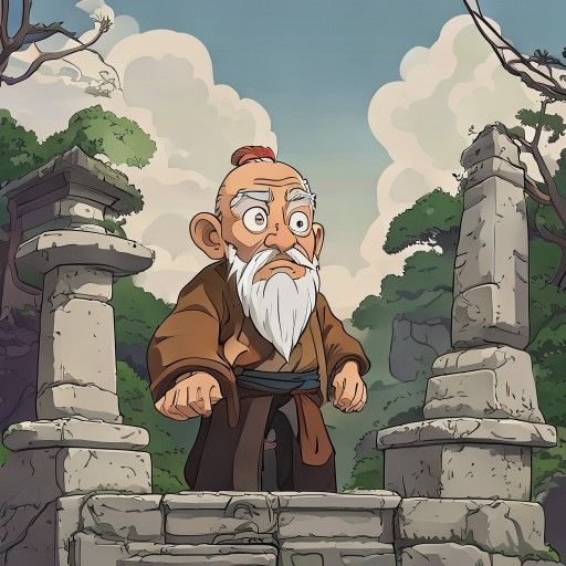 The Old Man and the Stone Statues